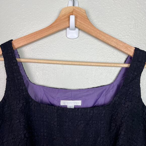 London Times Size 8 Black Sleeveless Square Neck Tea Length Dress Fairy Goth - Picture 3 of 11